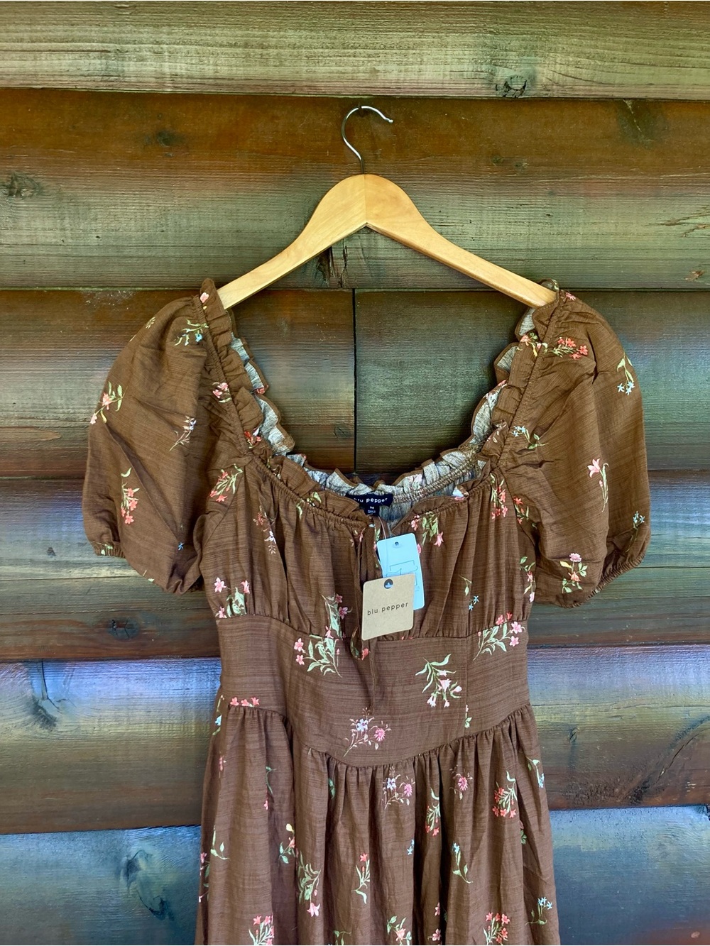 NWT Brown Floral Midi Fall Dress - Picture 13 of 13